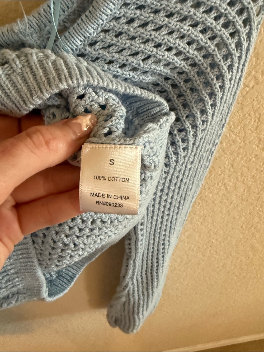 LA Hearts Baby Blue Cropped Open-Knit Crew Sweater - Picture 4 of 4